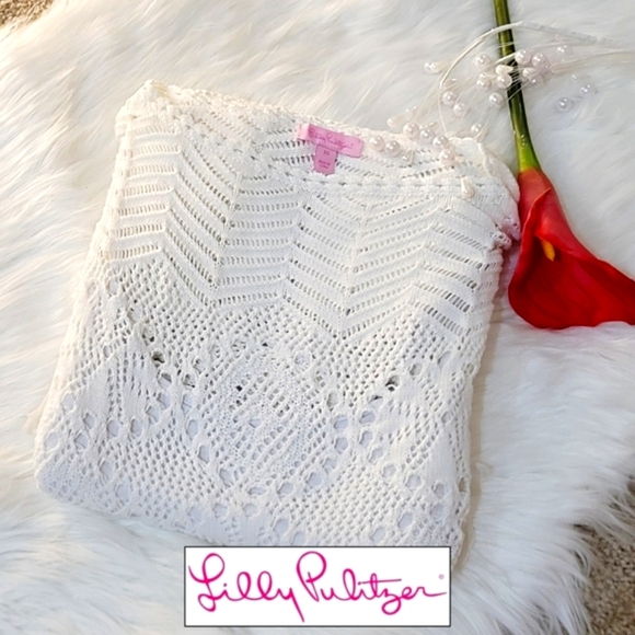 Lilly Pulitzer ✦ Adabelle Crochet Fringe Dress ✦ White Cotton XS EUC Resort Chic - Picture 14 of 17
